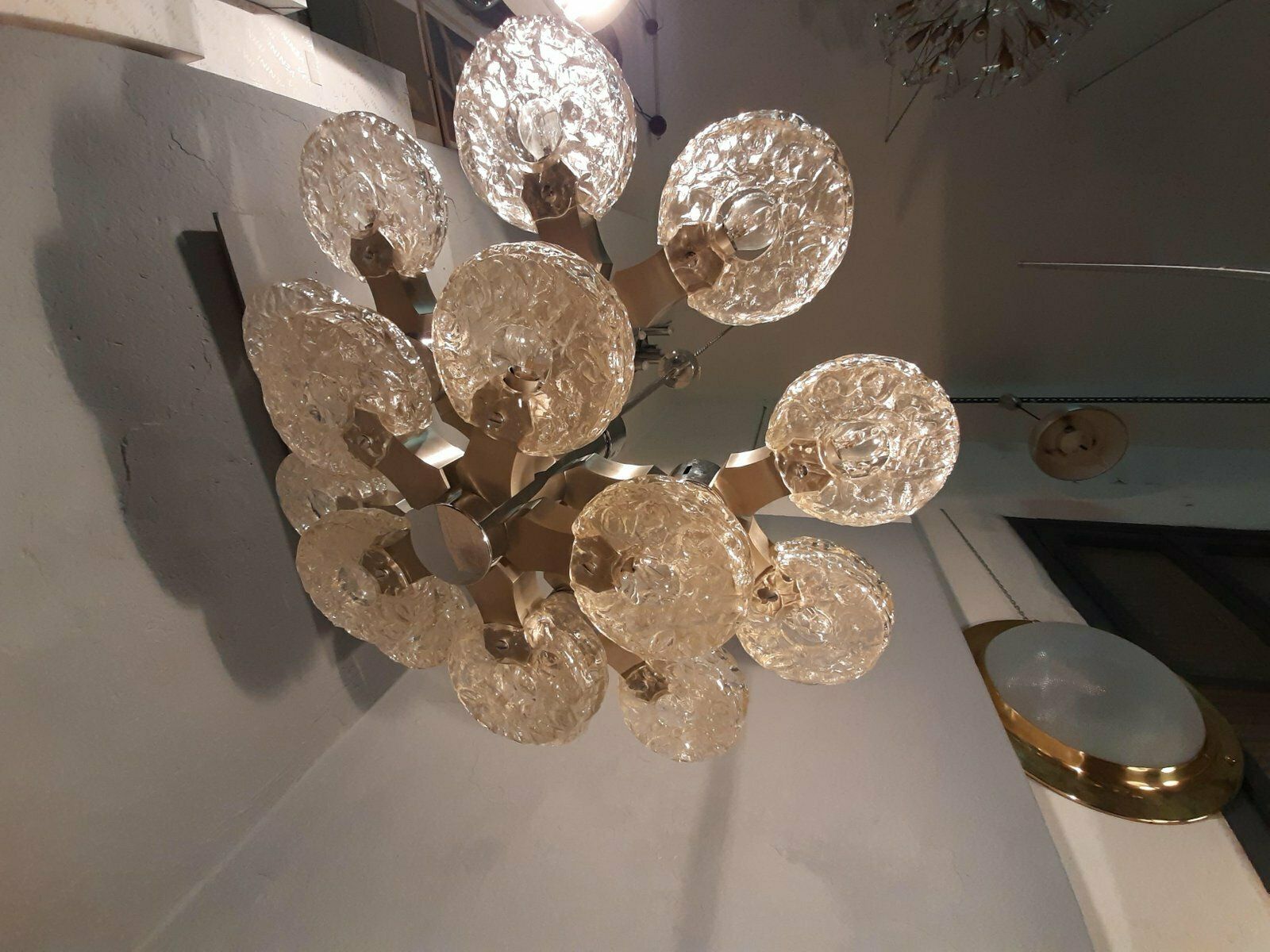 3155.0 Ceiling Lamp In Chromed Metal And 15 Lights By Gaetano Sciolari For Sciolari, 1970s photo
