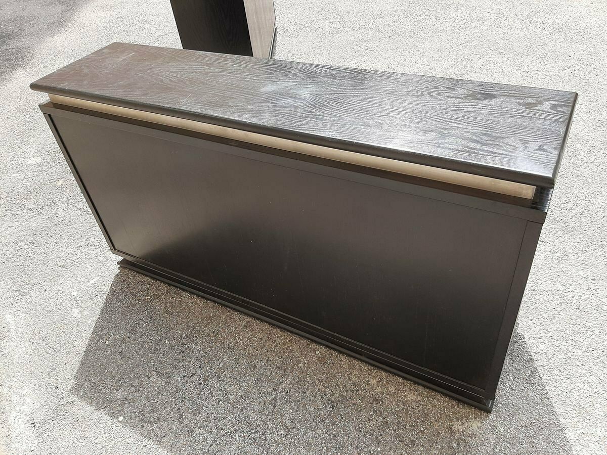 photo buy Italian Ebonized Wood And Aluminum Chest Of Drawers, 1970s, Set Of 2