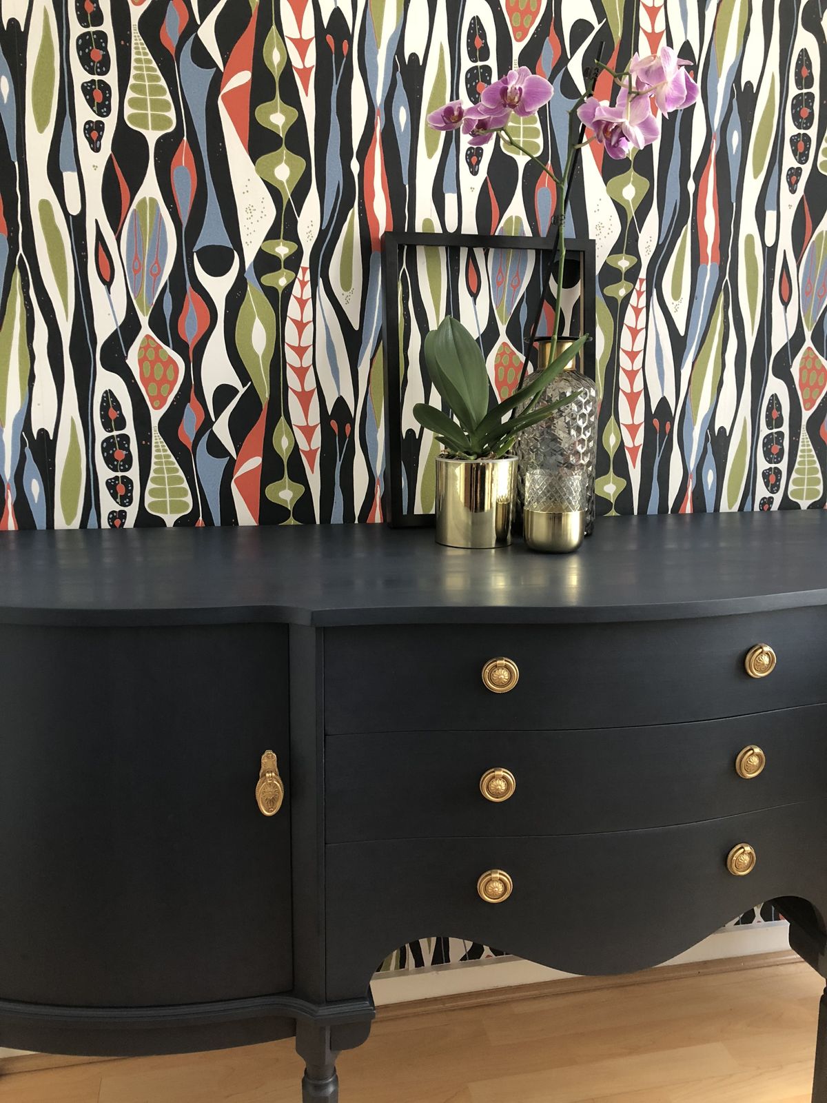 Painted Dark /Navy Blue Vintage Wooden Sideboard By Strongbow photo 1095.0