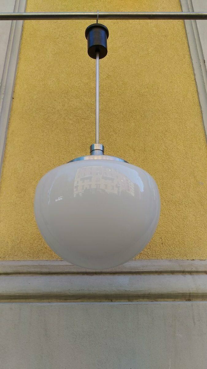 Aluminum And Glass Ceiling Lamp By Oscar Torlasco For Lumi 1960s