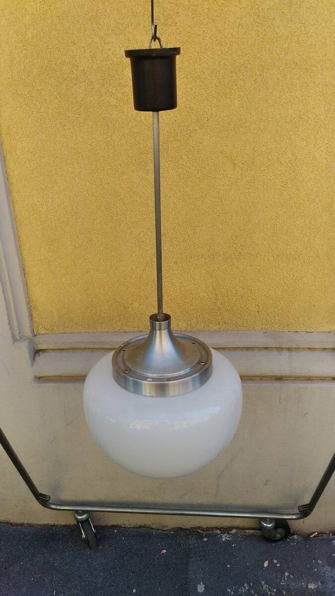 Aluminum And Glass Ceiling Lamp By Oscar Torlasco For Lumi 1960s photo furniture