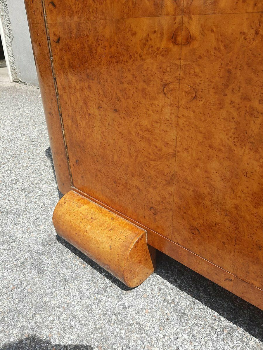 Art Deco Thuja Root Chest Of Drawers With Chrome And Brass Handles, 1930s photo Furniture