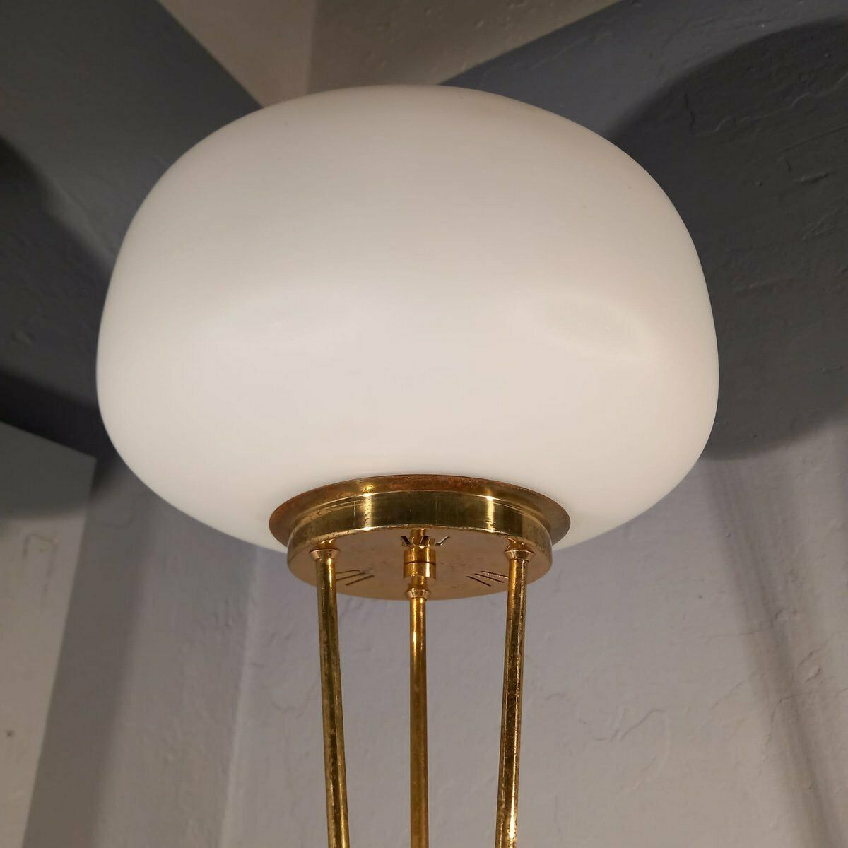 Brass And Opaline Glass Floor Lamp With White Marble Base From Stilnovo, 1950s photo 2630.0