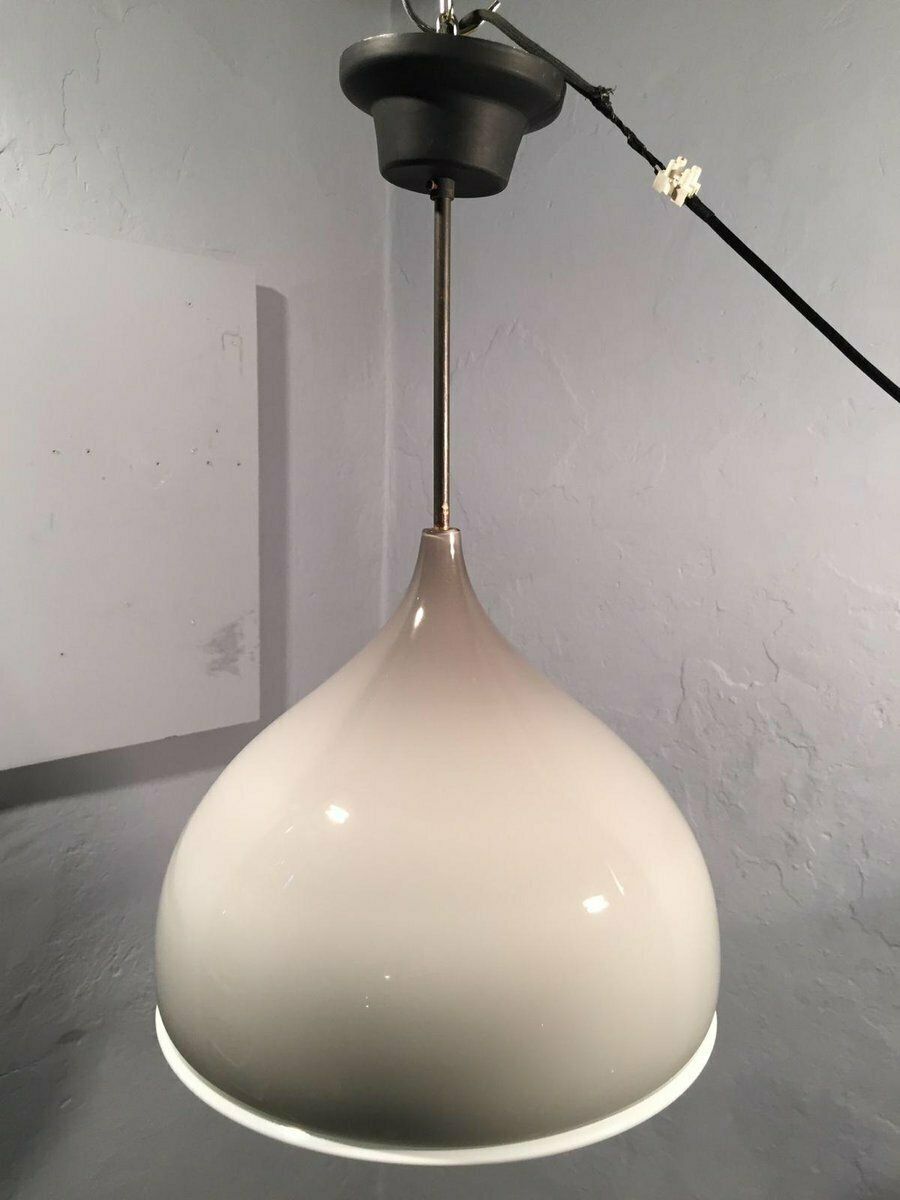 Ceiling Lamp In Gray And Milky Glass By Alessandro Pianon For Vistosi photo Lighting