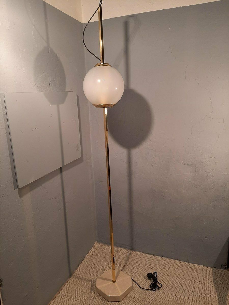 Brass Balloon Lte10 Floor Lamp With Beige Base By Luigi Caccia Dominioni For Azucena, 1990s photo buy