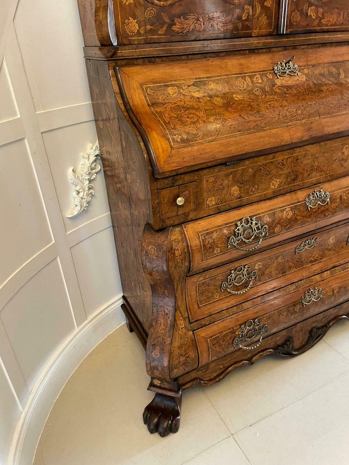 photo furniture Outstanding Quality 18th Century Antique Dutch Marquetry Inlaid Burr Walnut Bookcase