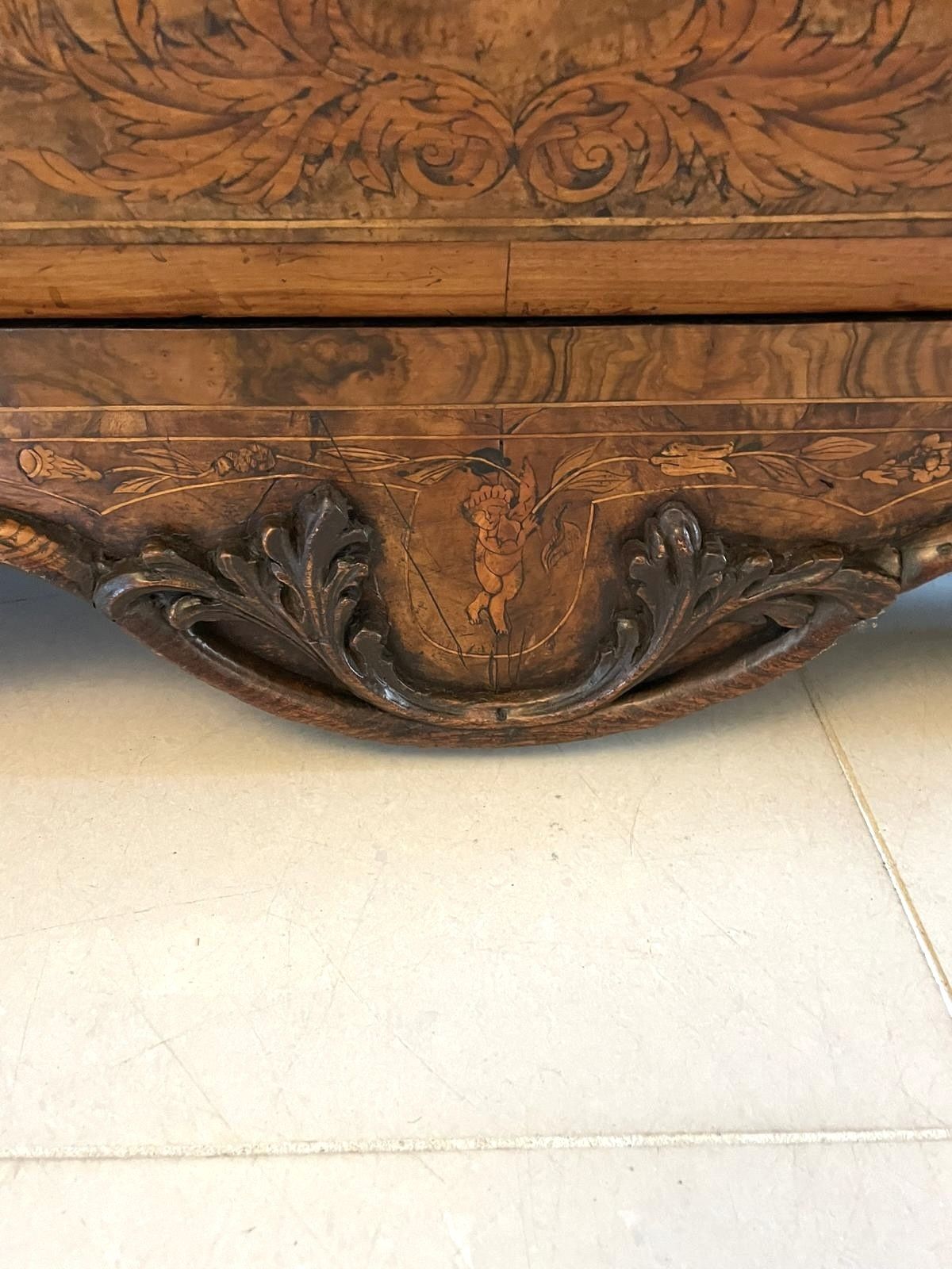 Outstanding Quality 18th Century Antique Dutch Marquetry Inlaid Burr Walnut Bookcase photo buy