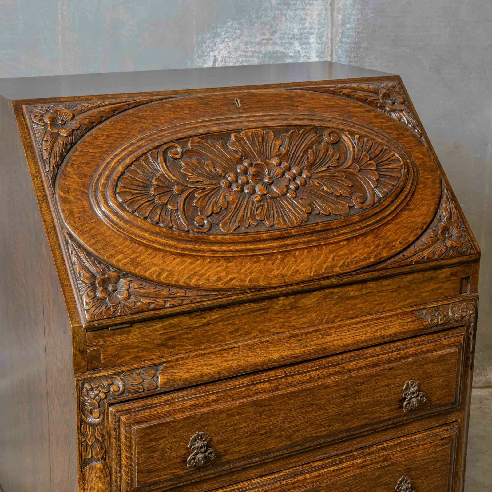 Early 20th Century Oak Writing Bureau photo for sale
