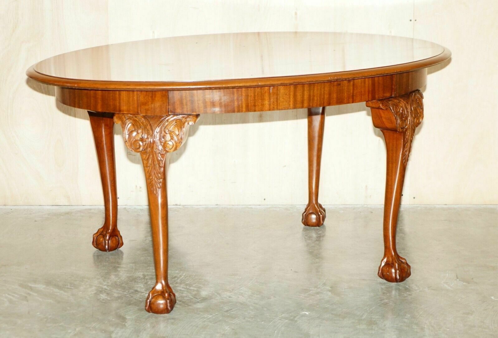 Lovely Antique Circa 1920 English Hand Carved Walnut Claw & Ball Dining Table