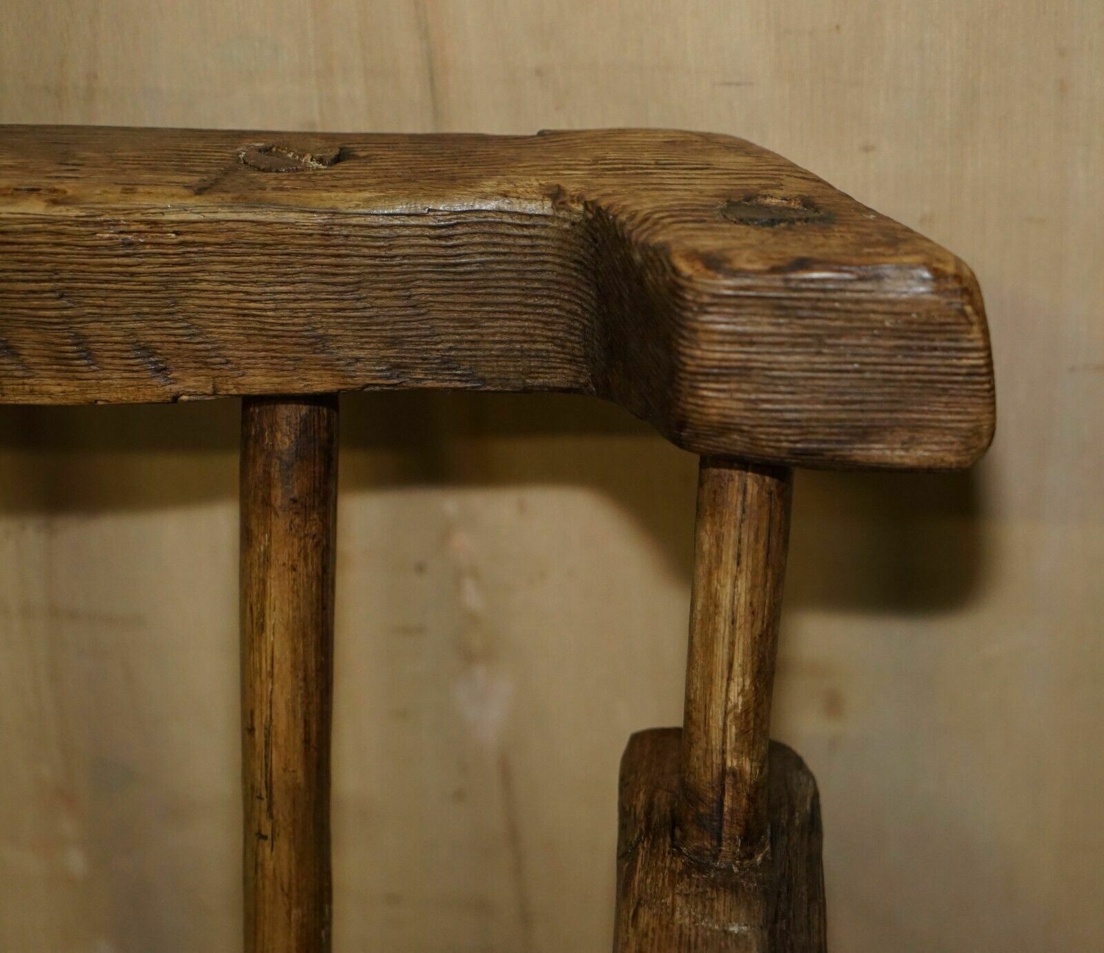 Rare & Primitive Circa 1820 Irish Famine Rocking Armchair Original Timber photo vinterior