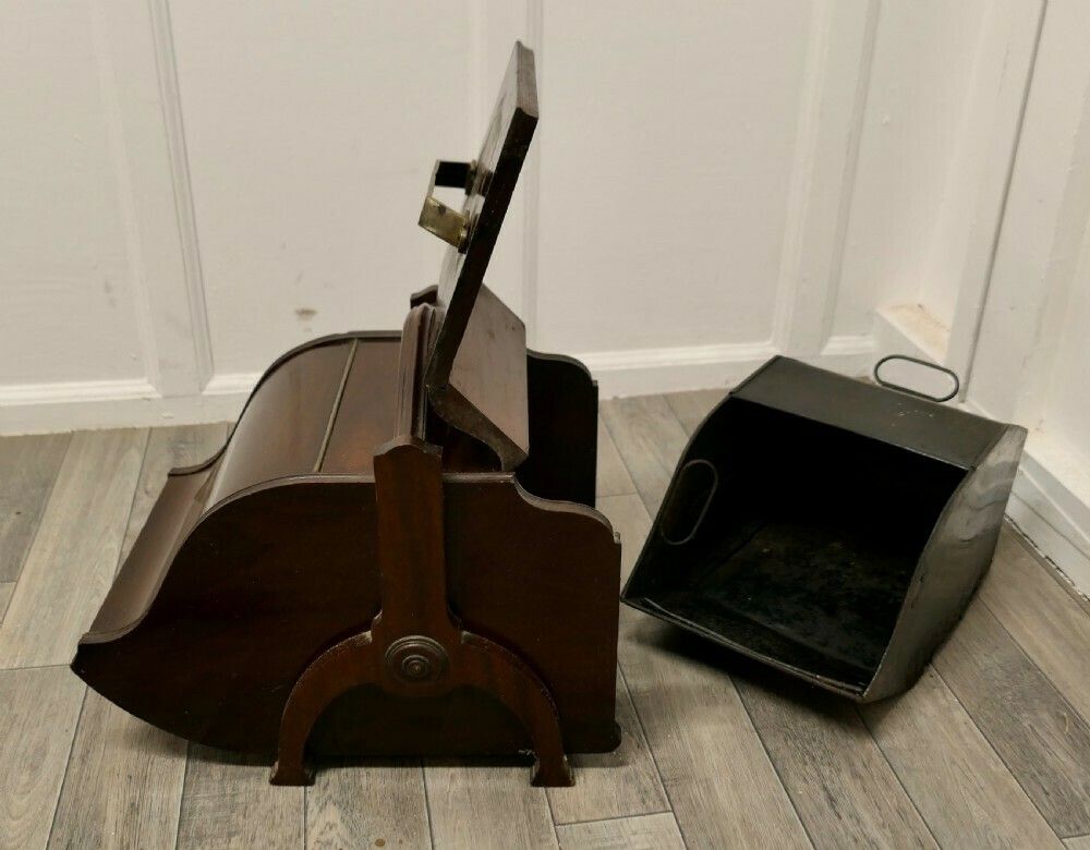 A Victorian Double Ended Coal Box With Liner And Shovel photo vintage