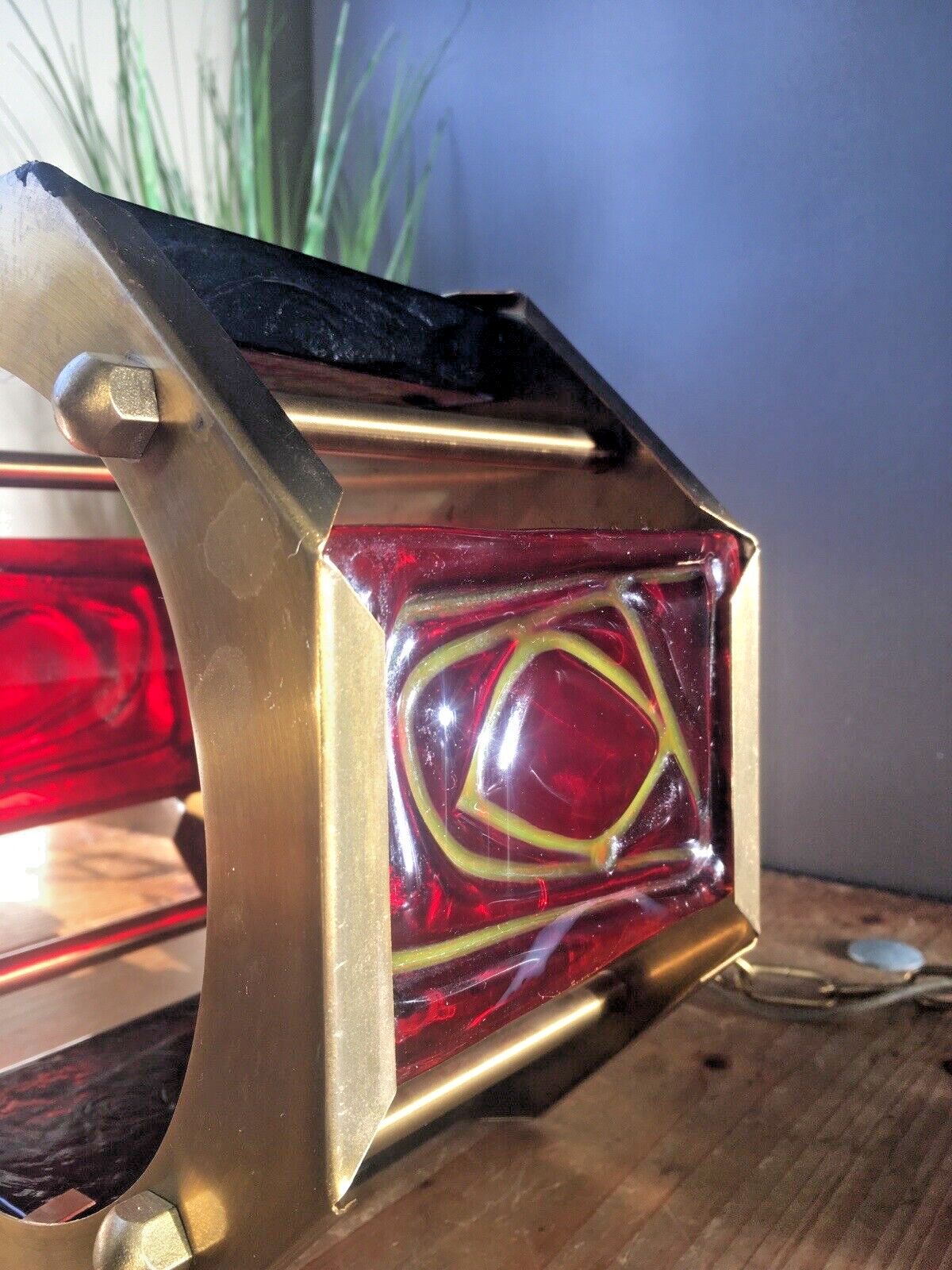 Mid Century Modern Swedish Textured Glass Ceiling Light Erik Hoglund Kosta Boda photo vintage