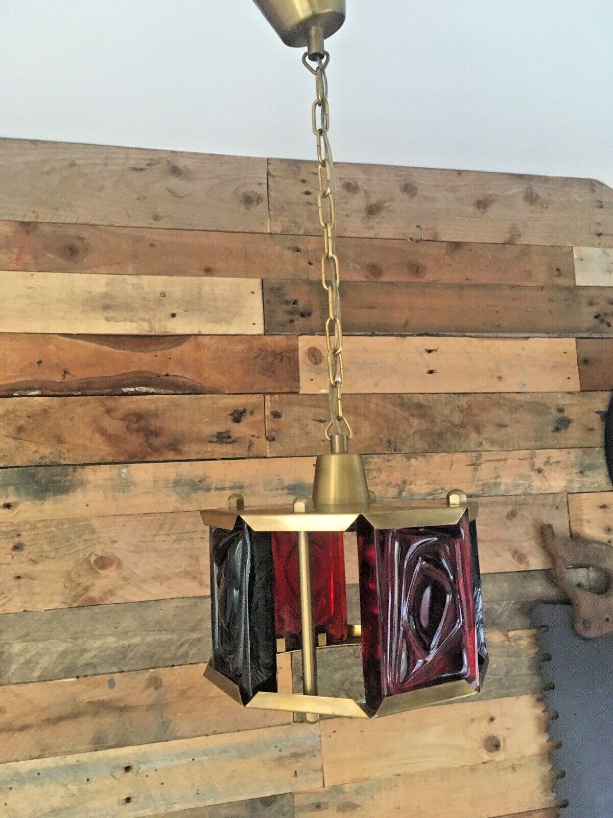 photo vinterior Mid Century Modern Swedish Textured Glass Ceiling Light Erik Hoglund Kosta Boda