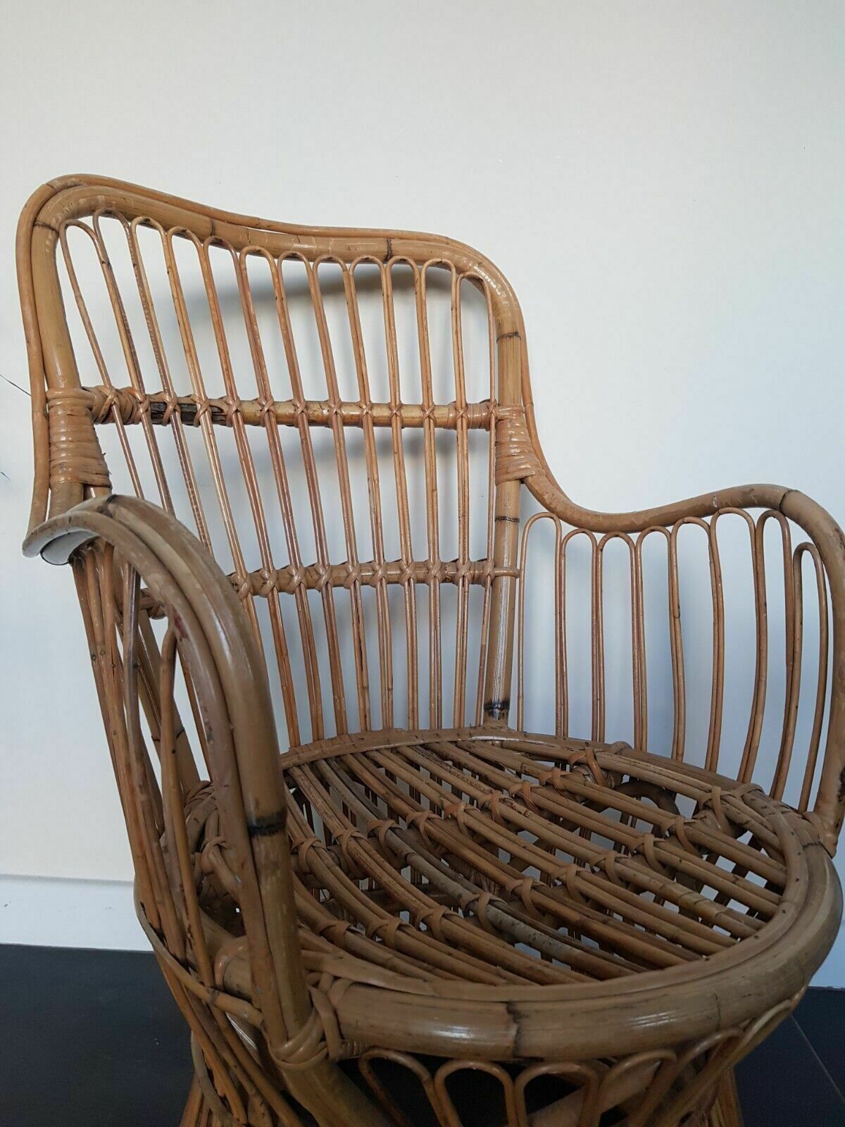 Luigi Caccia Dominioni Attributed Italian Mid Century Bamboo Chair photo vintage