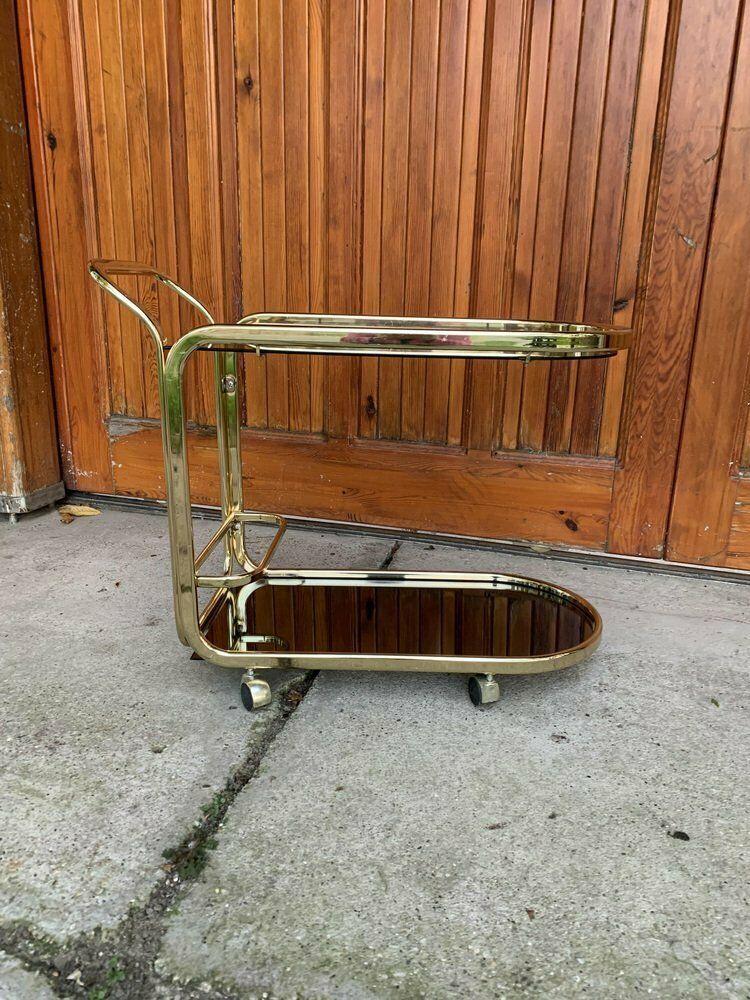 Regency Brass 2 Tier Bar Cart, 1960s photo vintage