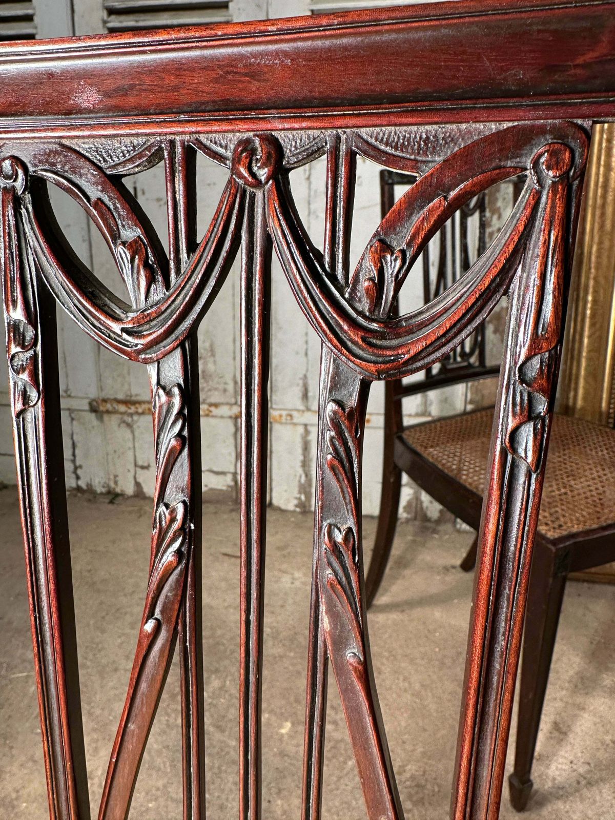 Rare Pair Of Original Federal Samuel Mcintire Sheraton Cuban Mahogany Cane Chairs Circa 1790 photo 1250.0