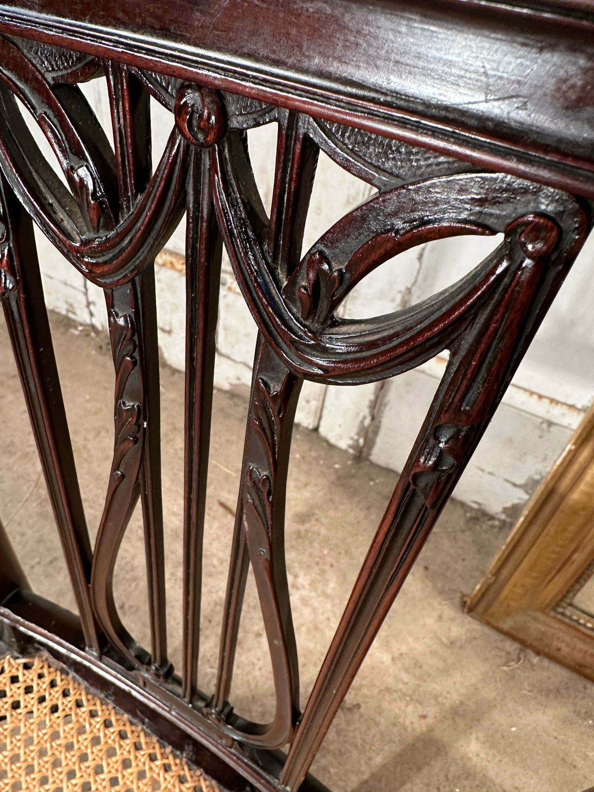 1250.0 Rare Pair Of Original Federal Samuel Mcintire Sheraton Cuban Mahogany Cane Chairs Circa 1790 photo
