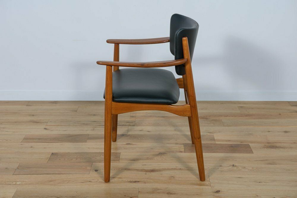 Mid Century Danish Teak & Leather Armchair, 1960s photo 543.0