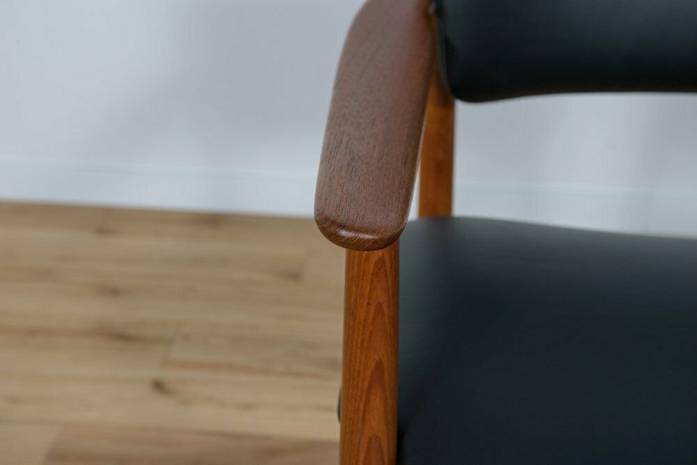 543.0 Mid Century Danish Teak & Leather Armchair, 1960s photo
