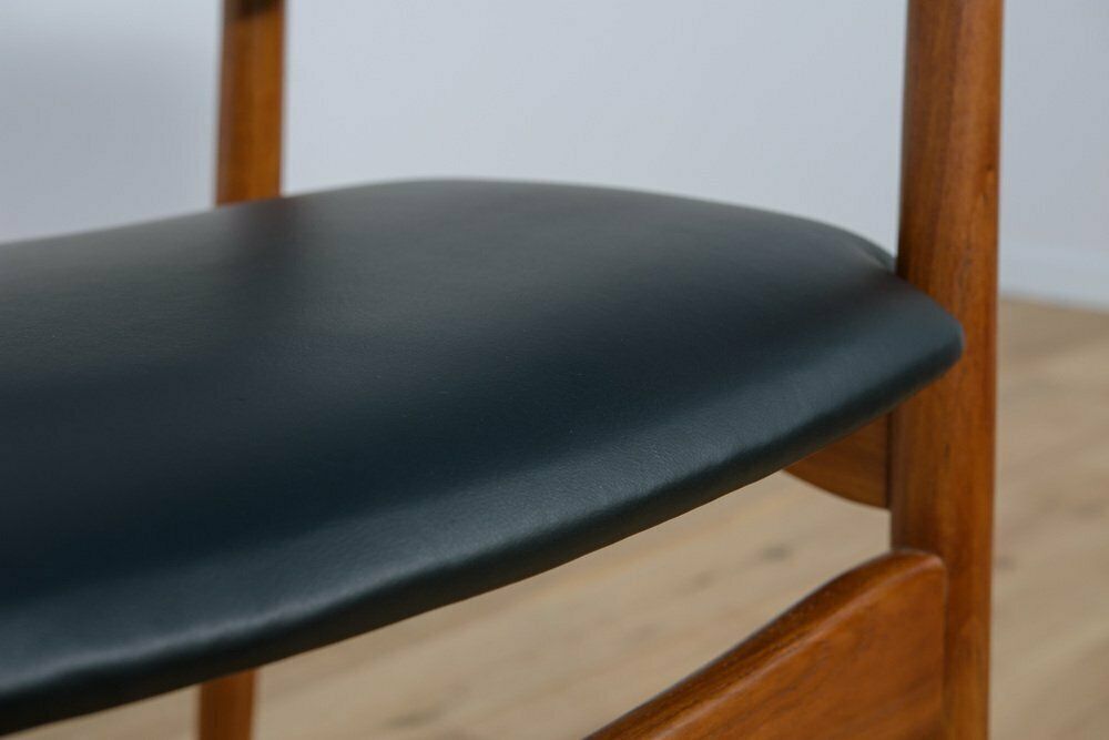 photo vintage Mid Century Danish Teak & Leather Armchair, 1960s