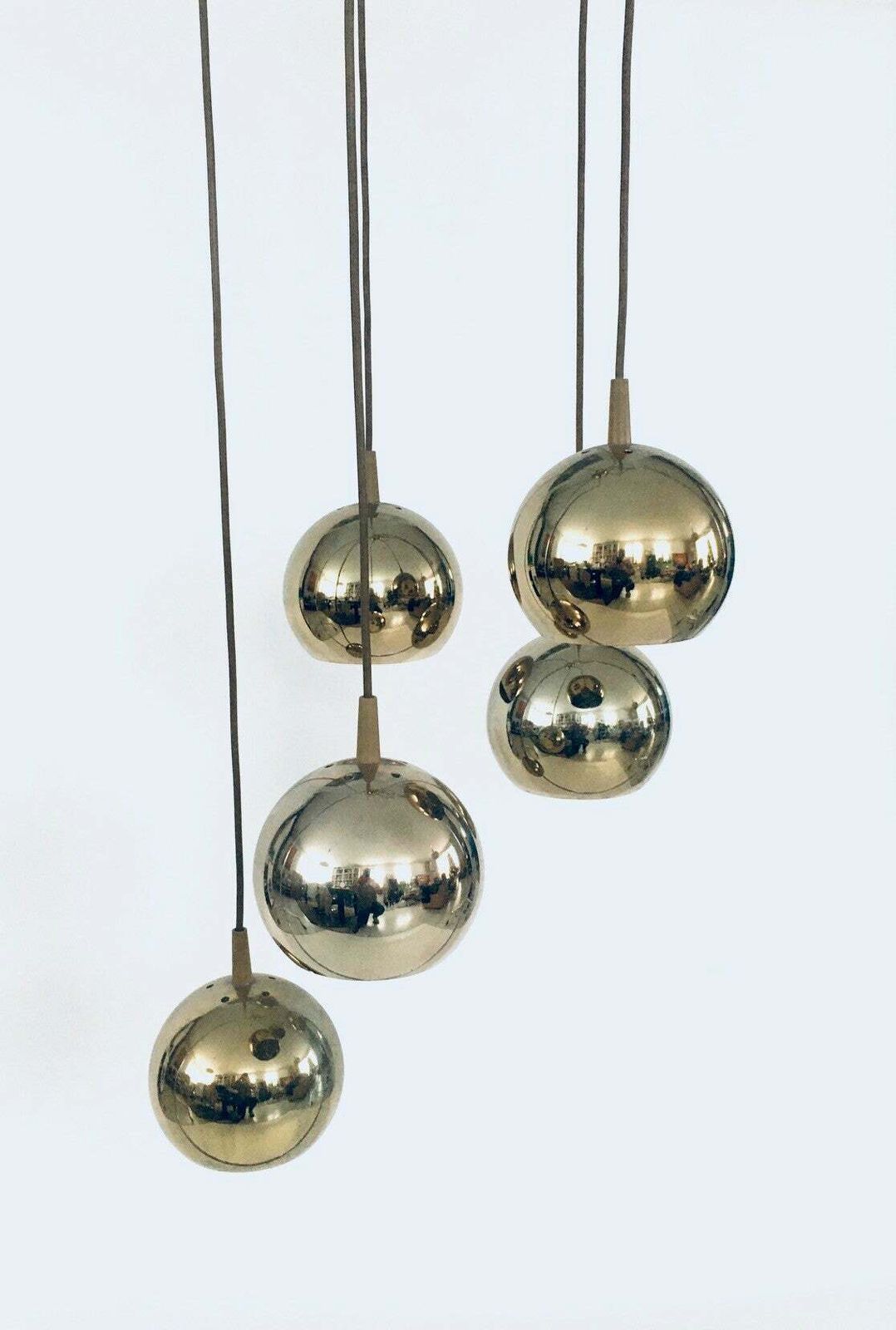 Verlichting Mid Century Design Cascade Gouden Ballen Hanglamp, Jaren 1980, Italië photo
