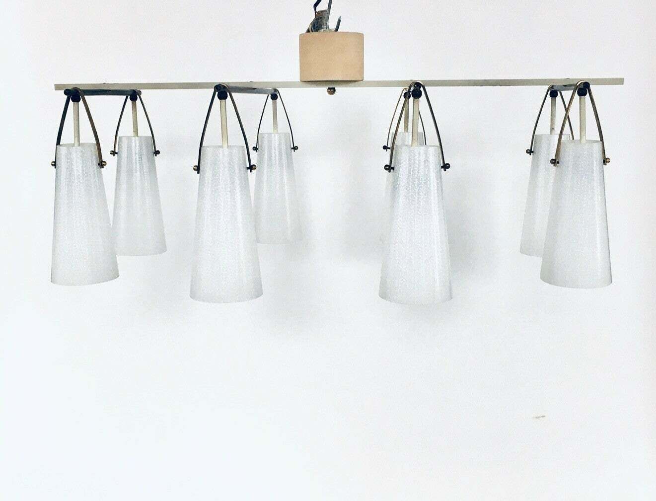 Mid Century Italiaans Design Glas & Messing Xl Hanglamp, Italië Ca. Jaren 1950 photo furniture