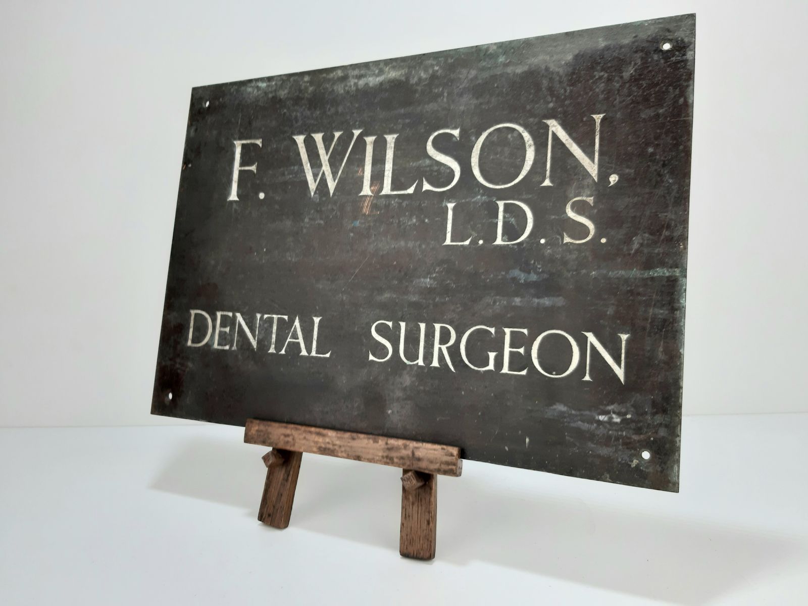 Antique Bronze Dental Surgeon Sign From Nelson Lancashire F Wilson photo furniture