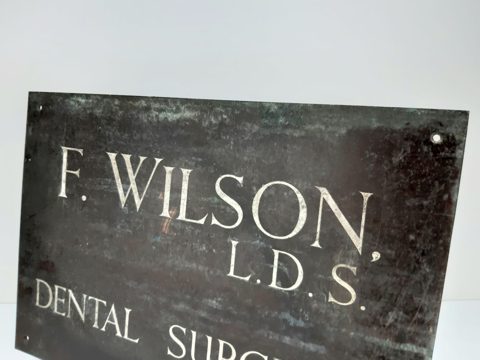 Antique Bronze Dental Surgeon Sign From Nelson Lancashire F Wilson photo for sale