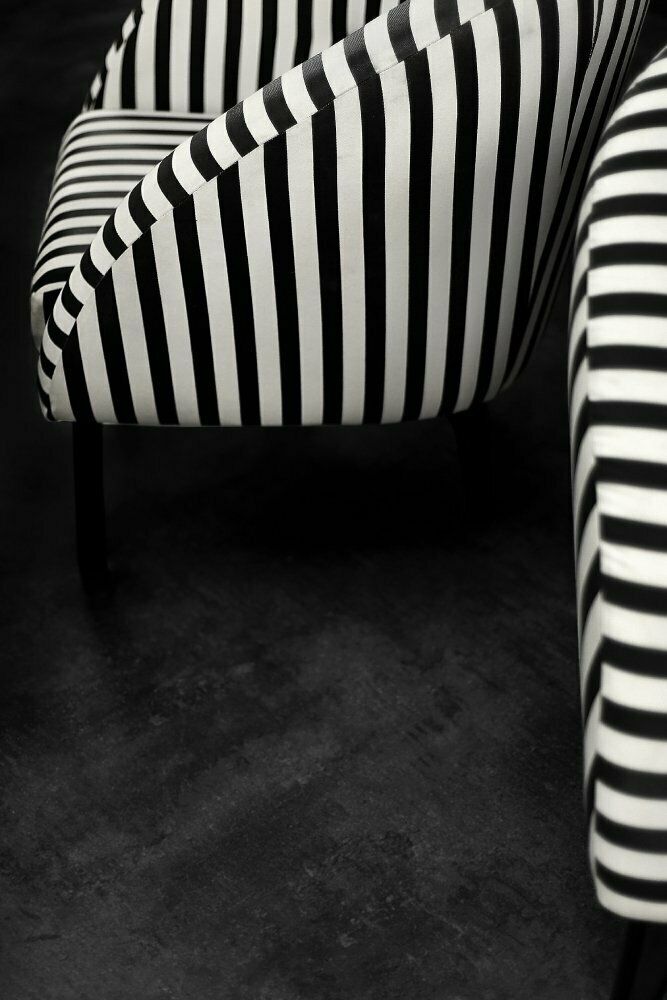 Mid Century Scandinavian Modern Rounded Armchairs With Black & White Stripes, 1960s, Set Of 2 photo vintage