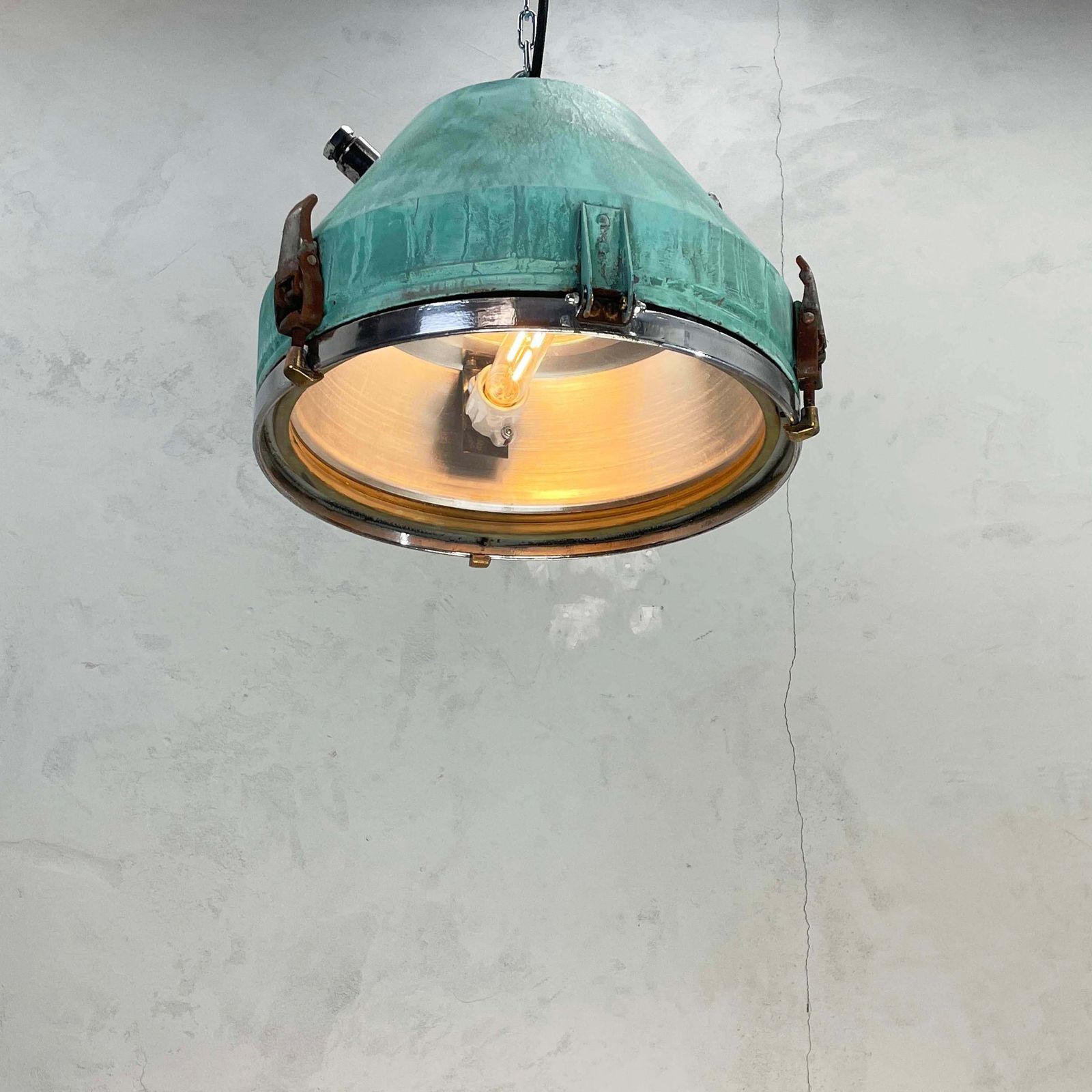 Verdigris Rust Industrial Ceiling Pendant Light By Veb C1970 photo Lighting