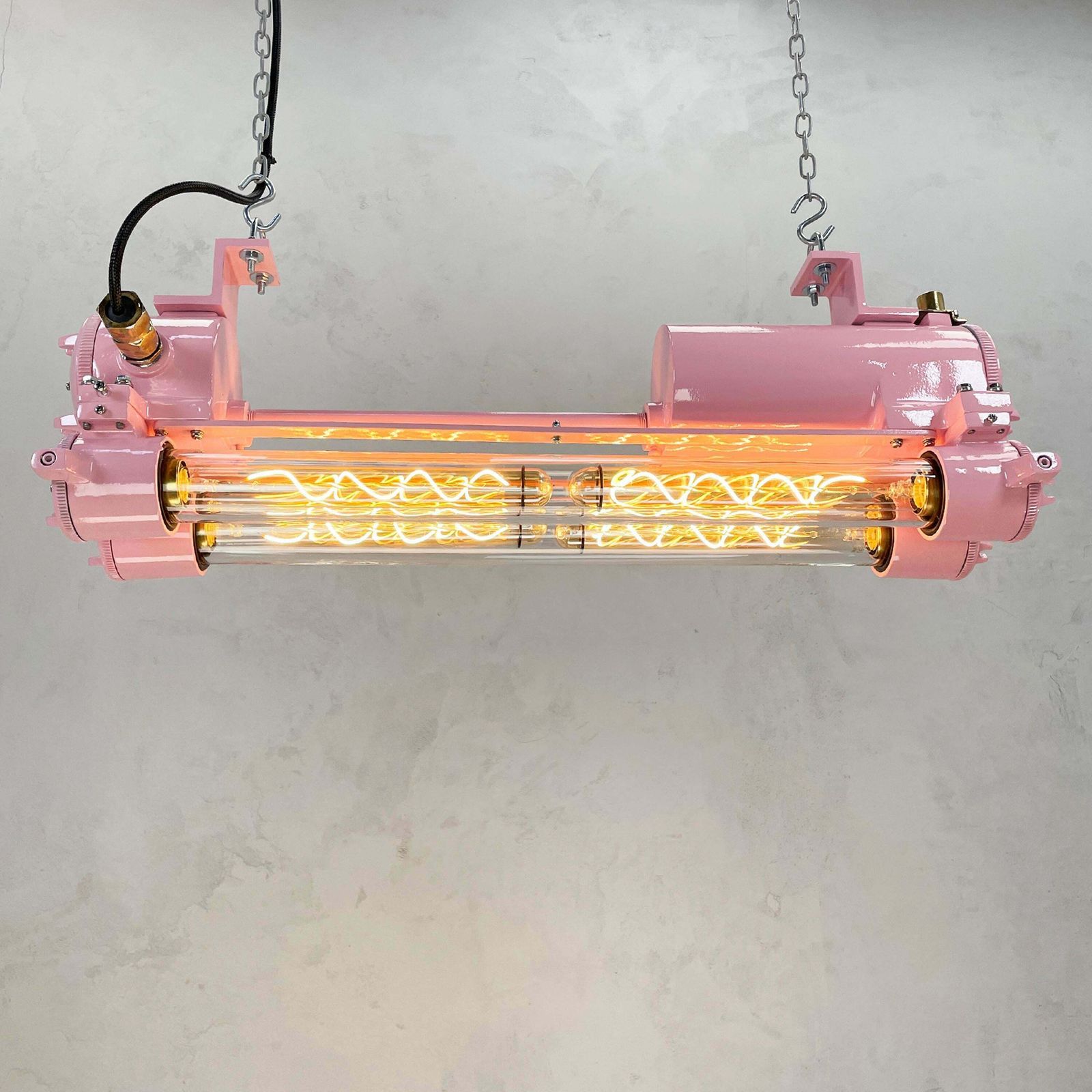 Vintage Aluminium Edison Led Flameproof Strip Light, Pink C1970 photo Lighting