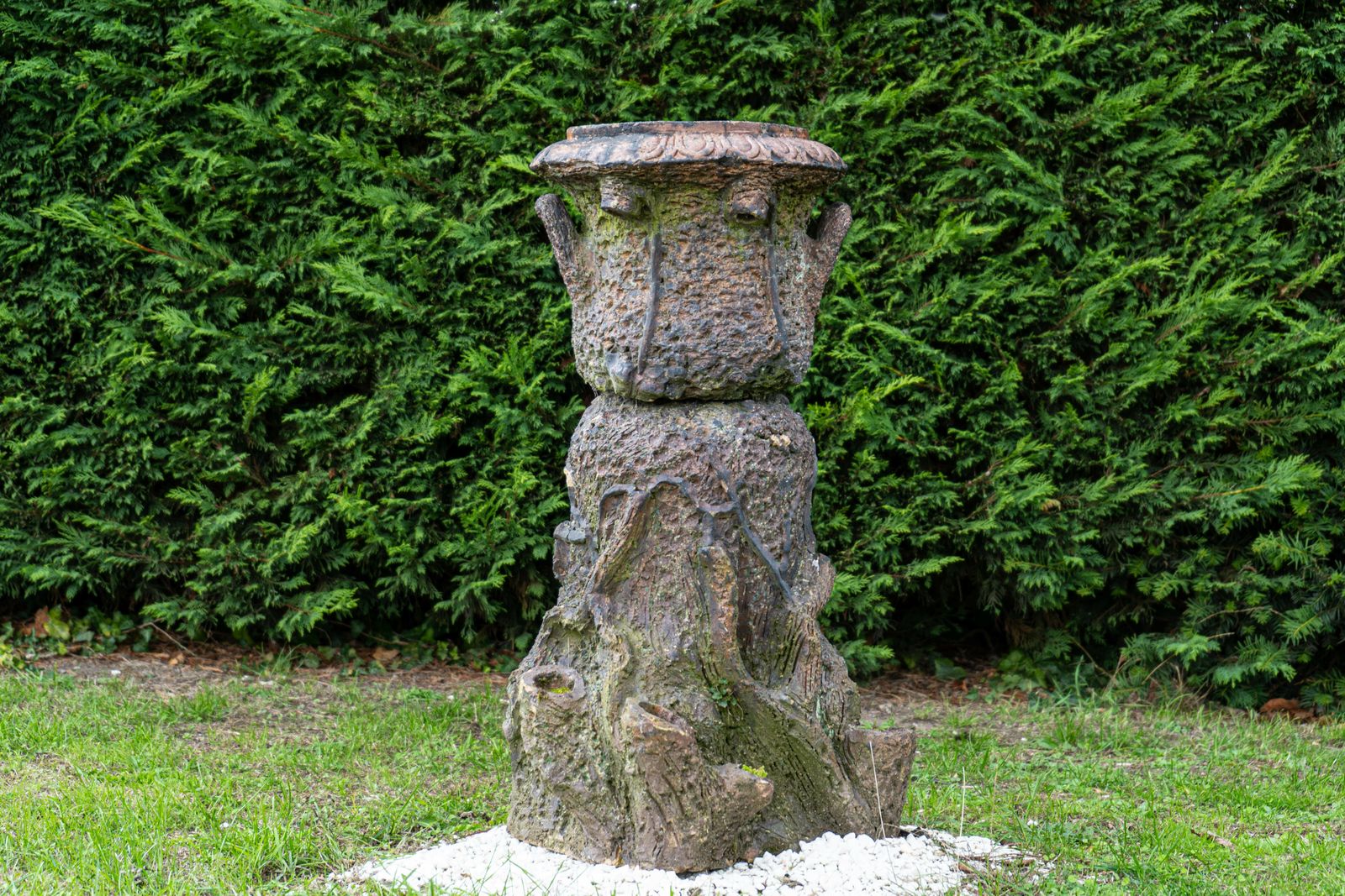 Antique Faux Bois Garden Planter
