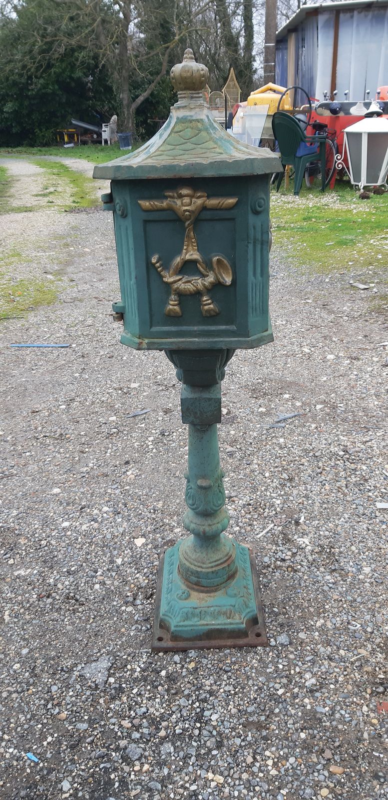 Victorian Cast Iron Mailbox, 1900s photo vintage