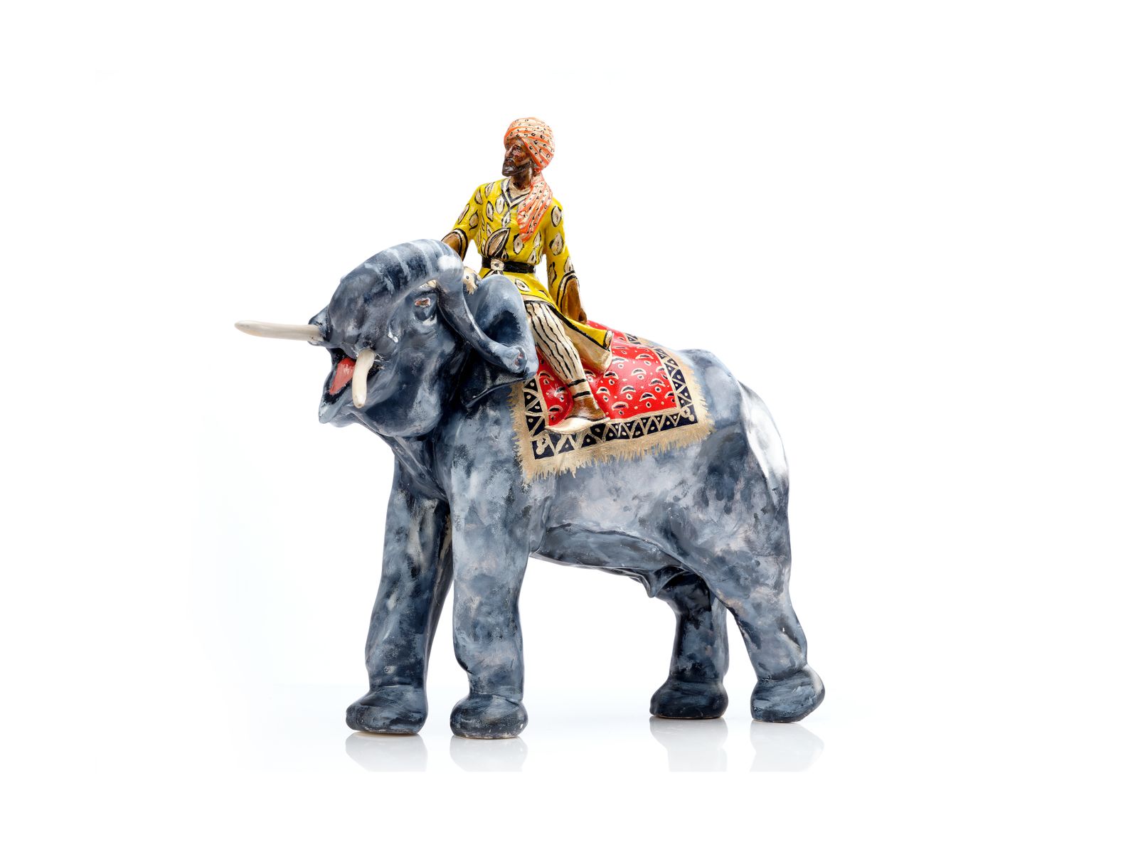 Fabulous Vintage Indian Hand Painted Earthenware 'Maharaja' Elephant Figurine, Circa 1960's photo buy