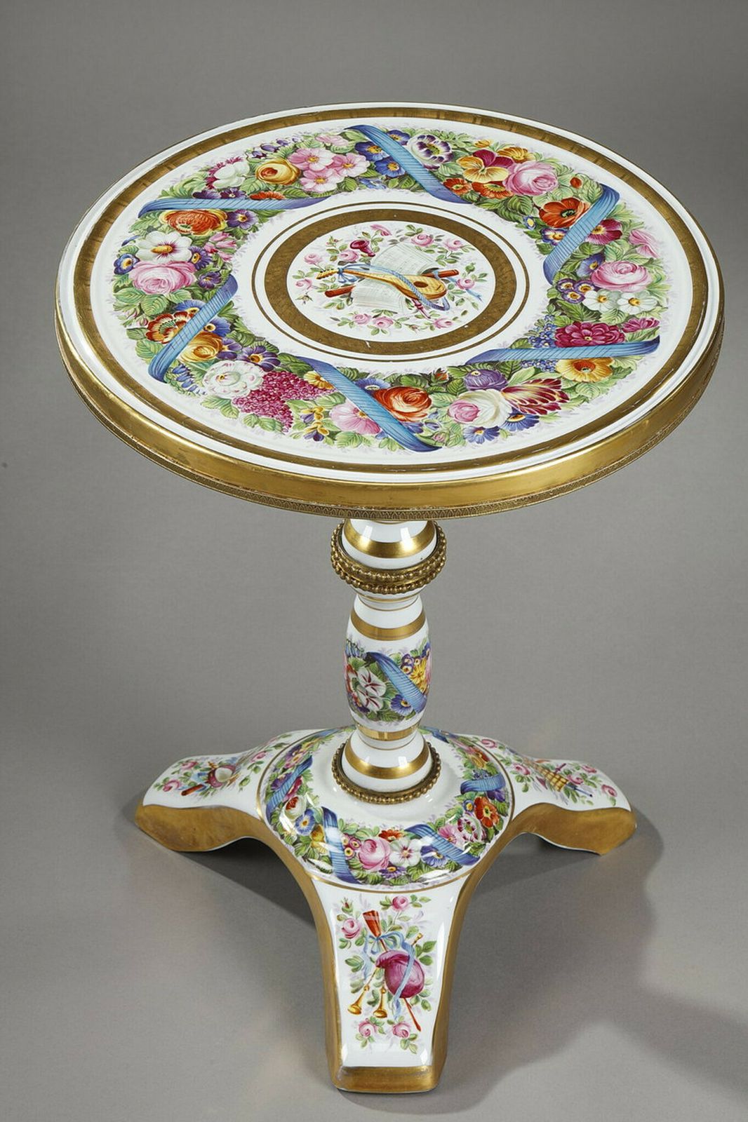 Porcelain Pedestal Table "Allegory Of Music", 19th Century photo Furniture