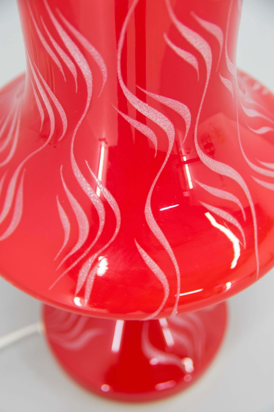 All Glass Red Table Lamp By Valasske Mezirici, 1970s photo vintage