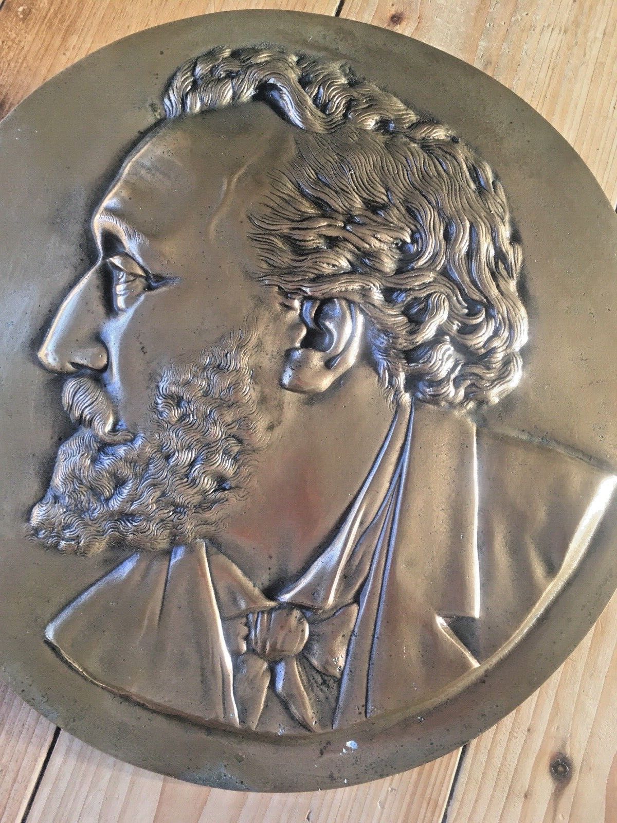 Decorative Antique French Bronze Wall Plaque Of Leon Gambetta XIX Male Head Face photo Art