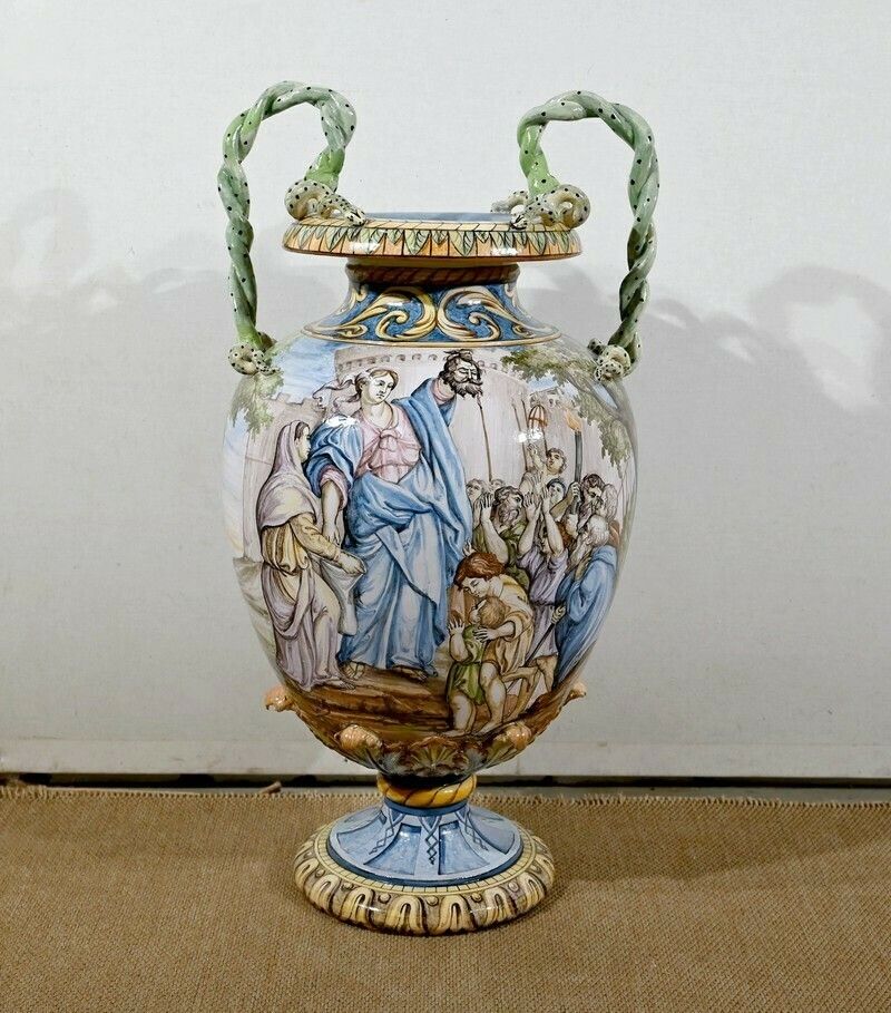 Majolica Vase On Bolster Set, Italy   19th Century photo 3744.05