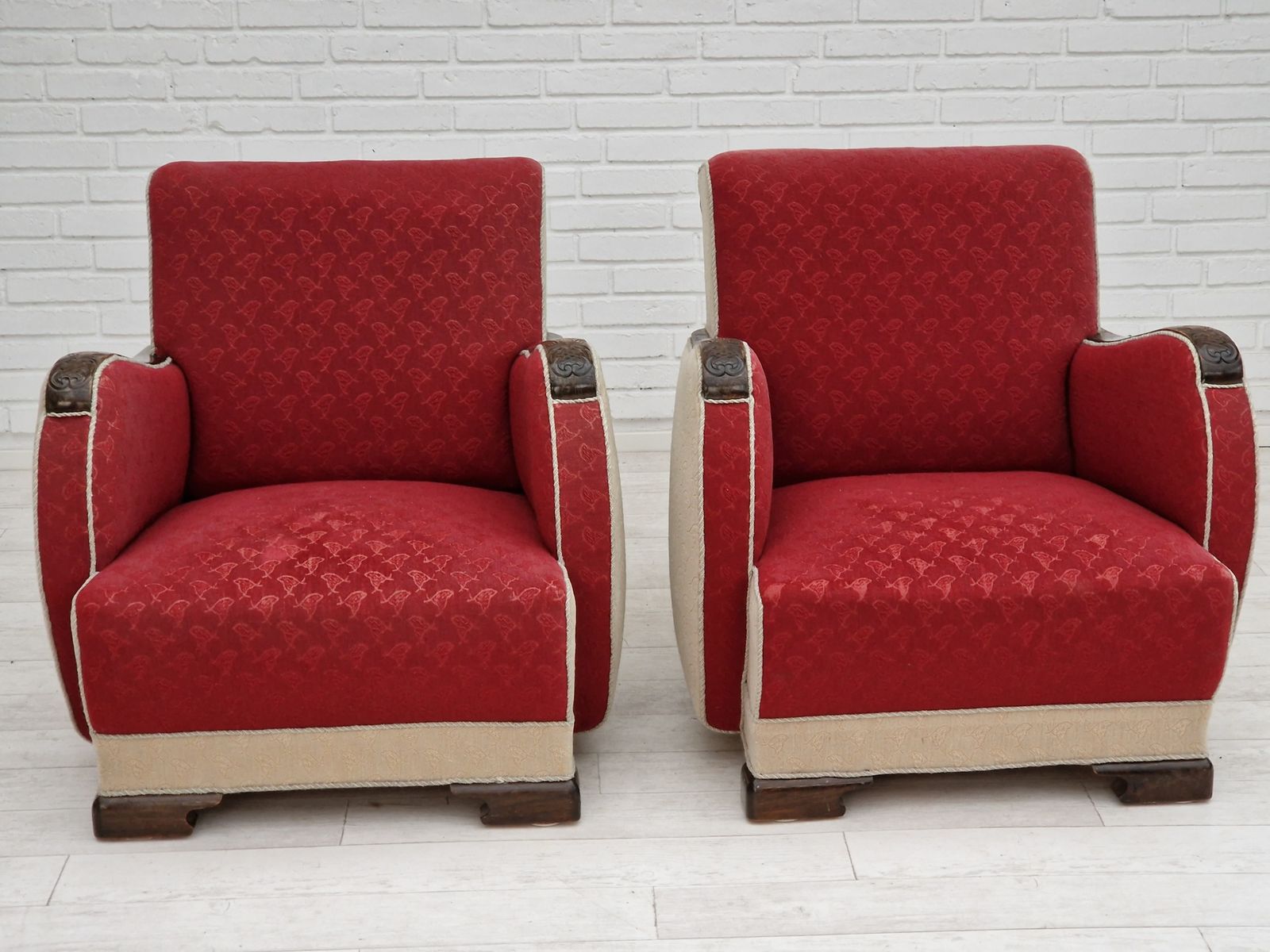 1950s, Scandinavian Art Deco Chairs, Original Condition. photo for sale