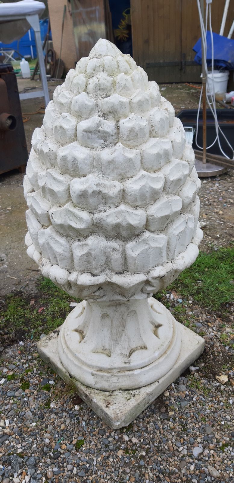 Pair Of Pine Cones In Reconstituted Stone photo vinterior