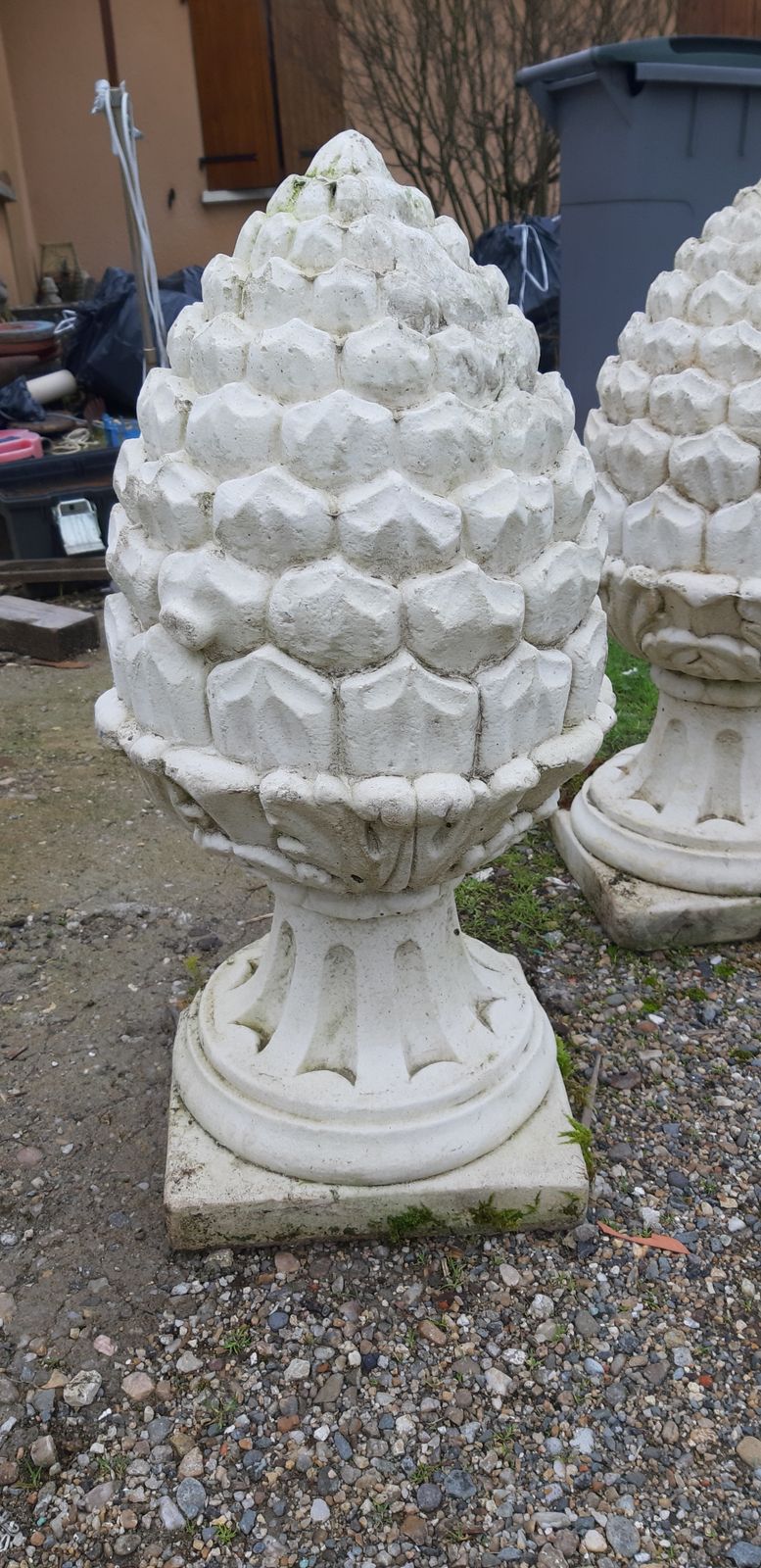 photo for sale Pair Of Pine Cones In Reconstituted Stone