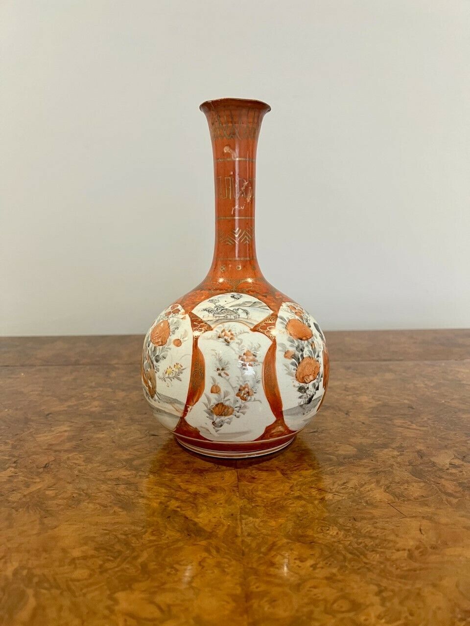 Antique Japanese Quality Porcelain Kutani Vase photo furniture