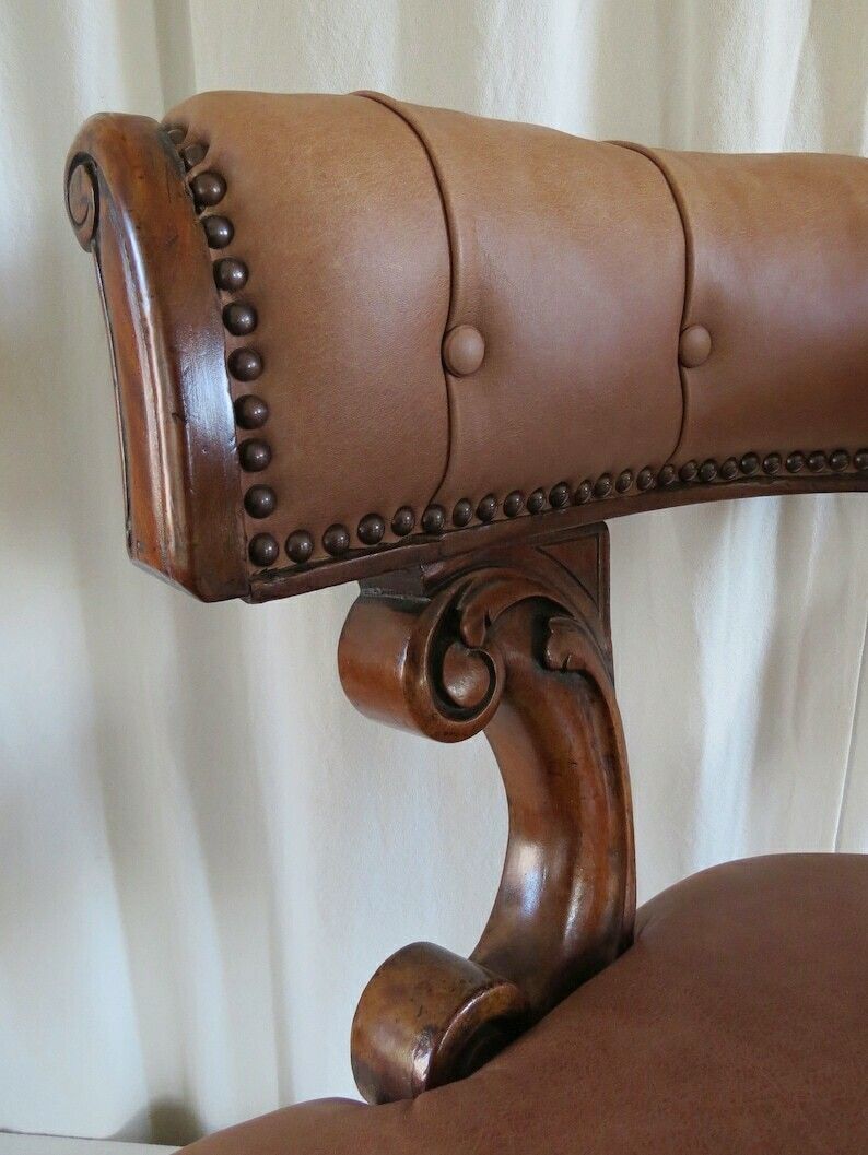 Antique Desk Chair. William IV Period C.1830 / Mahogany & Leather Library Chair. photo vintage
