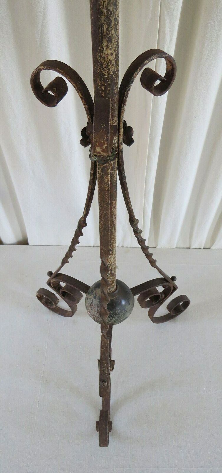 Antique Lamp Standard Early 19th Century / Oil Lamp Stand / Wrought Iron Lamp Stand. photo Lighting
