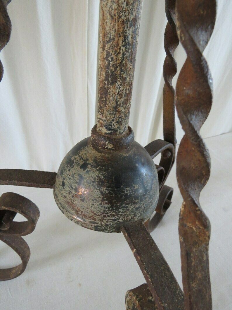 photo furniture Antique Lamp Standard Early 19th Century / Oil Lamp Stand / Wrought Iron Lamp Stand.