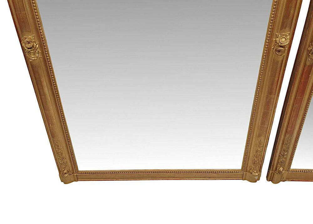 A Fabulous Near Pair Of 19th Century Giltwood Overmantle Mirrors photo vintage