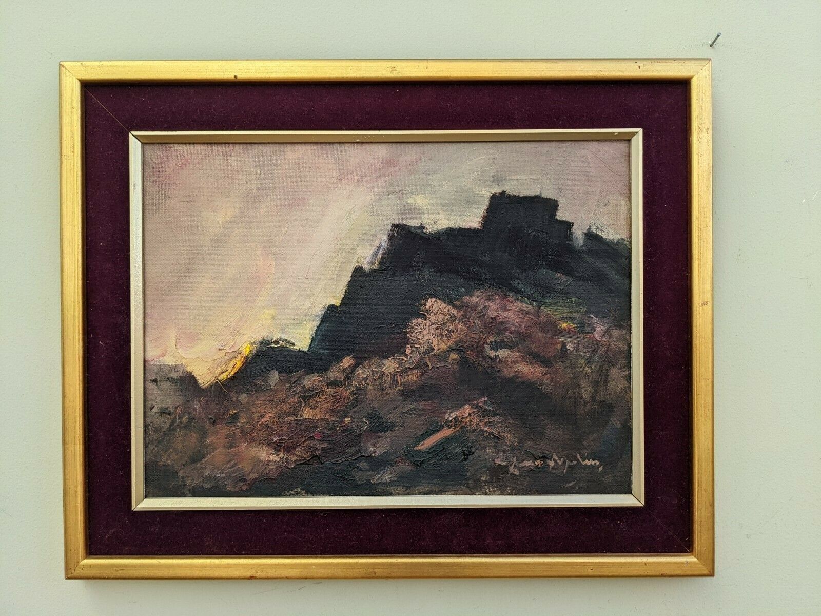 A Dramatic Atmospheric Mid Century Modernist Landscape, Painted In Oil Onto Canvas.