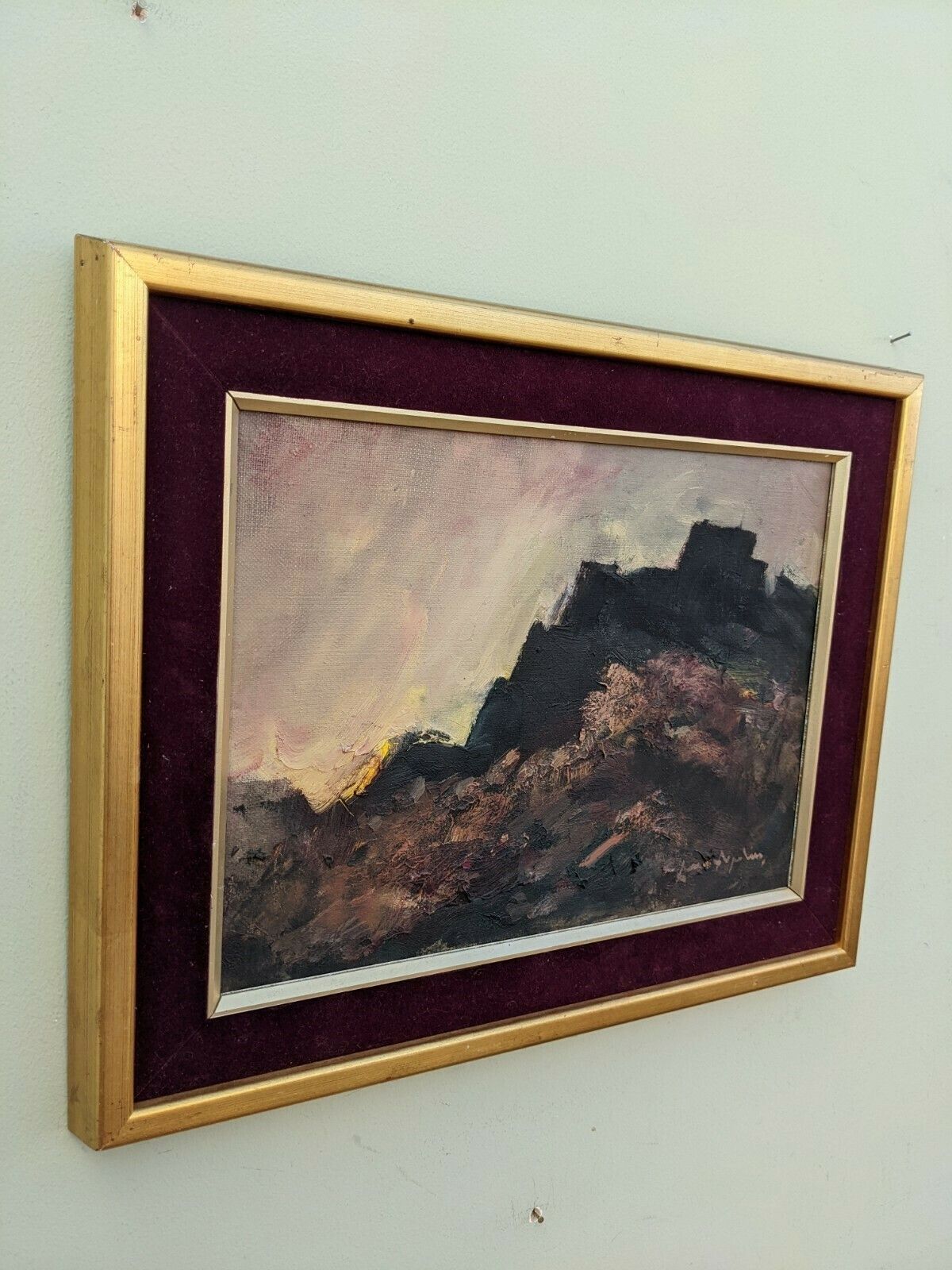A Dramatic Atmospheric Mid Century Modernist Landscape, Painted In Oil Onto Canvas. photo furniture