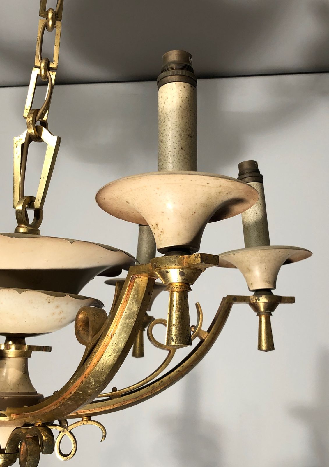 Chandelier In Lacquered Metal And Brass. Around 1940 photo buy