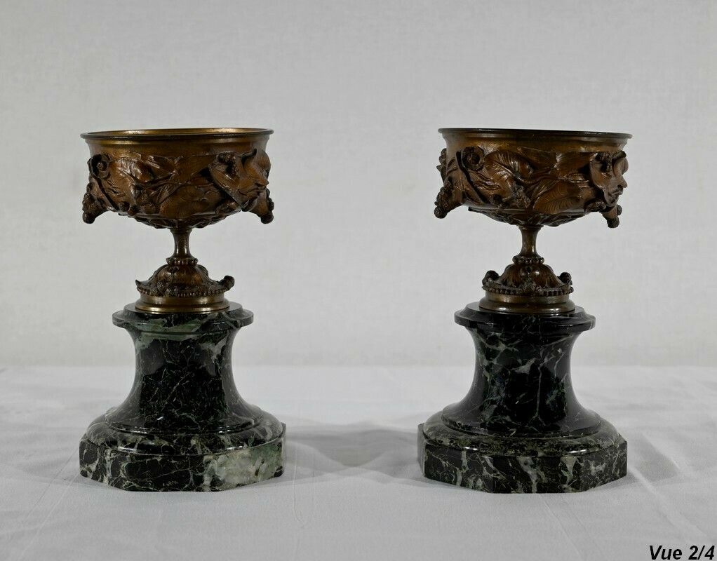 photo furniture Pair Of Bronze And Marble Cups   Late 19th Century